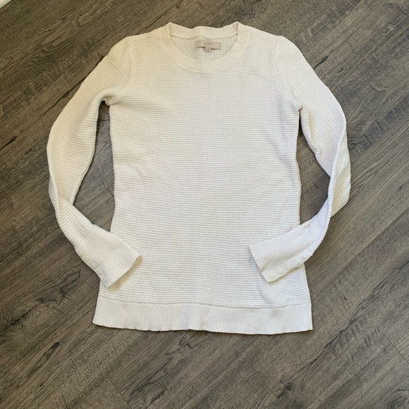 LOFT Cream Scoop Neck Sweater Size M - Picture 1 of 3